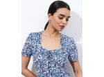 Robe courte imprimé à fleurs BLEU