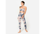Brassière côtelée sans couture maintien léger Femme, Imprimé rose et bleu