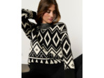 Pull épais bicolore NOIR Femme