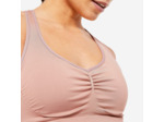 Brassière bretelles croisées maintien léger Femme, Marron givré