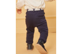 Pantalon bleu marine avec ceinture à imprimé fleuri
