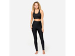 Brassière côtelée zippée maintien modéré Femme, Noir fumé