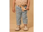 Pantalon en denim ceinture fleuri
