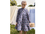 Robe marine en velours cotelé imprimé fleuri pour fille