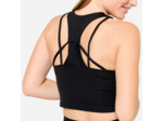Débardeur de fitness crop-top moulant femme, noir