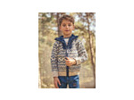 Gilet zippé écru pour garçon, avec col et motif jacquard