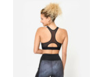 Brassière dos nageur avec coques maintien modéré Femme, Imprimé noir et gris