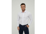 Chemise blanche à poignets mousquetaires en slim fit