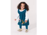 Robe turquoise foncé en velours pour bébé fille