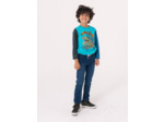 T-shirt tricolore animation dinosaure pour garçon