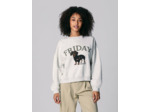 Sweat à message et motif gris chiné clair