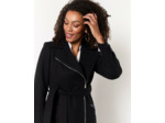 Manteau mi-longue uni NOIR Femme