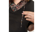 Pull fin bi-matière uni décoré NOIR Femme