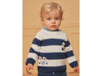 Pull bleu et blanc à imprimé à rayures