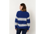 Pull épais contenant de la laine rayé BLEU Femme