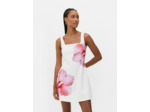 Mini robe à bretelles et motif hibiscus