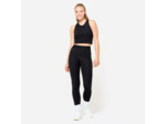 Débardeur de fitness crop-top moulant femme, noir