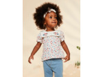 Blouse écru fleuri