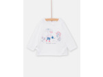 T-shirt blanc à manches longues pour bébé fille