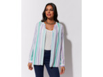 Blouse manches longues à fines rayures BLANC Femme