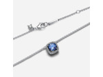 Collier à Pendentif Halo Bleu Carré Scintillant
