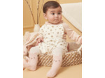 Ensemble body, barboteuse et collants écru et rose