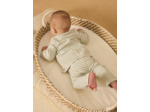 Ensemble de naissance en côtes plates haut + pantalon + bonnet