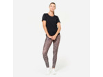 Legging de fitness taille haute femme, imprimé léopard beige taupe