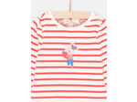 T-shirt rouge et blanc réversible bébé fille