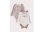 Lot de 2 body manches longgues à imprimé panthère pour bébé fille