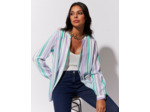 Blouse manches longues à fines rayures BLANC Femme