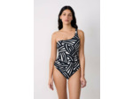 Maillot de bain 1 pièce asymétrique imprimé