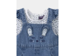 Ensemble body et robe chasuble bleu et écru
