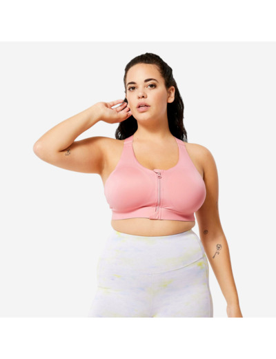 Brassière zippée avec coques maintien fort Femme, Rose