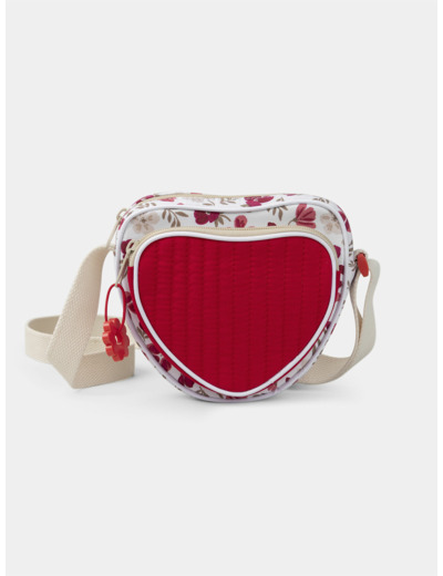 Sac coeur rouge et imprimé fleuri à bandoulière Fille