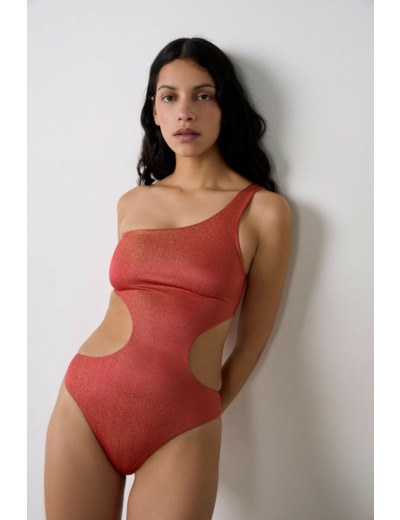 Maillot de bain 1 pièce découpe côte irisé