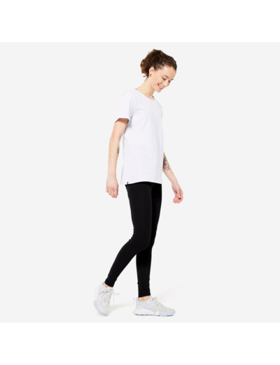 Legging fitness long coton extensible femme - Fit+ noir