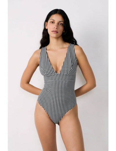 Maillot de bain 1 pièce à motif vichy