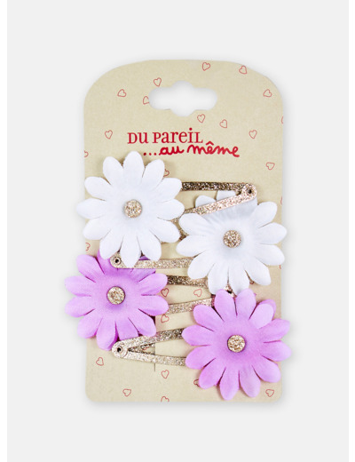 Lot de 4 barrettes clips à fleurs pour fille