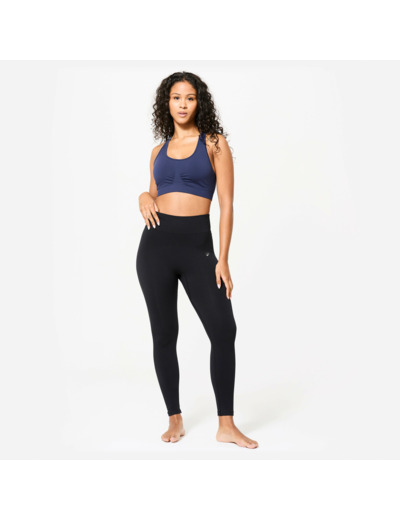 Brassière bretelles croisées maintien léger Femme, Bleu foncé