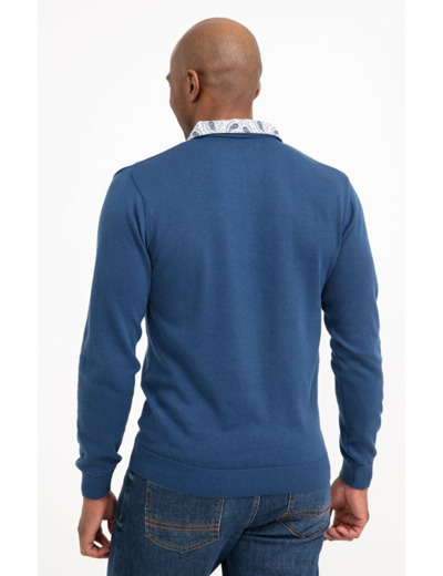 Pull col polo chemise manches longues