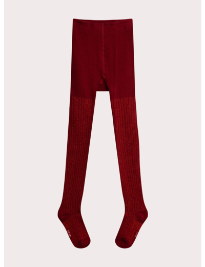 Collant rouge côtelé pour fille