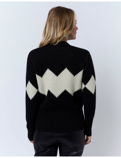 Pull épais en mélange laine color bloc NOIR Femme
