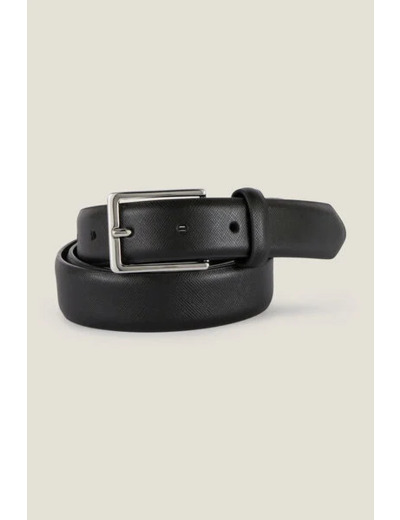 Ceinture en cuir saffiano avec boucle - Noir