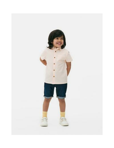 Chemise Oxford rayée à manches courtes