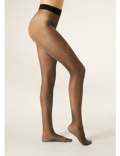 Collant transparent 20 deniers à paillettes