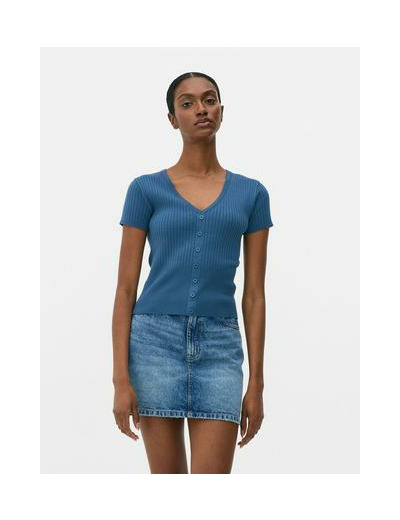 T-shirt côtelé à col en V