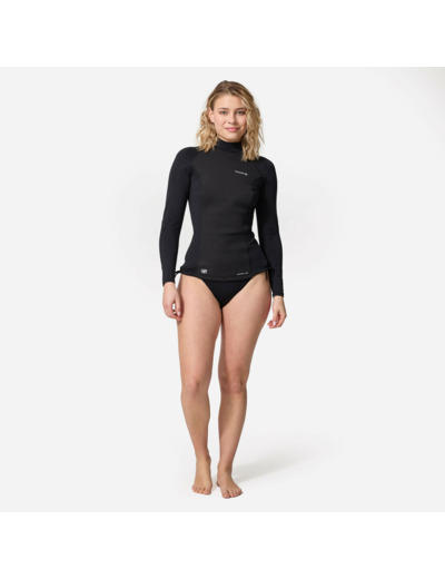 Tee shirt anti UV surf néoprène et polaire manches longues femme noir