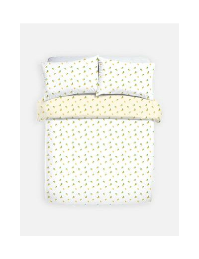 Parure de lit king size réversible à motif citrons