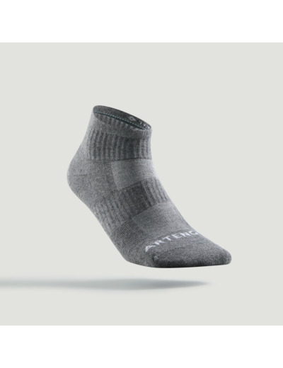 CHAUSSETTES DE TENNIS MI-HAUTES DECATHLON RS 500 GRIS LOT DE 3